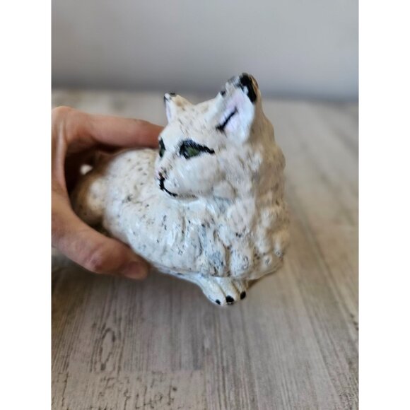 Vintage plaster tabby white cat kitten lifelike - Picture 3 of 8
